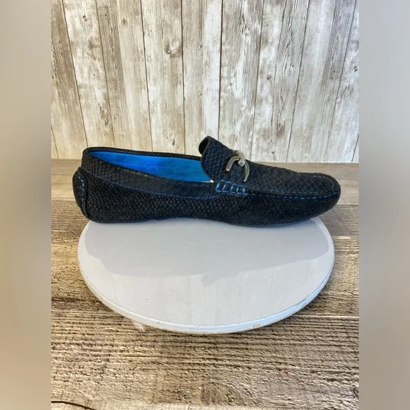 Donald Pliner Victor Mens Casual Shoes Embossed Black Leather Loafers Size 9M - Picture 7 of 15